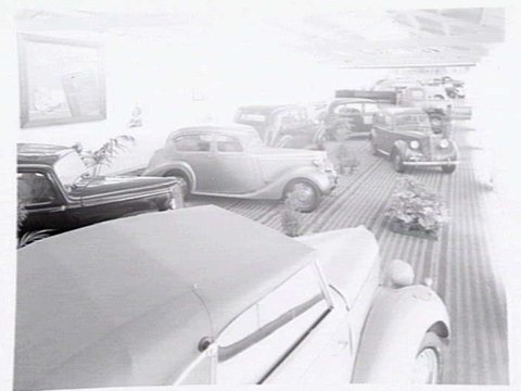 Car and truck display at the Royal Melbourne Show, 1947