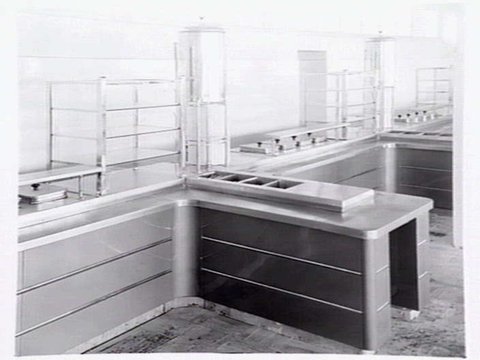 Centenary Woollen Mills, Nepean Hwy, Brighton East cafeteria, equipment by Gardner & Naylor, 1949