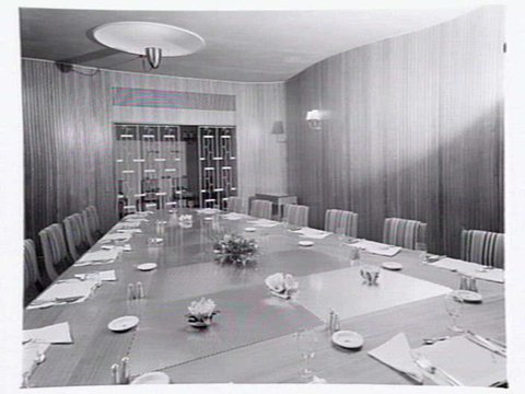 Maple Room, private dining room at the Hotel Australia, 276 Collins St., Melbourne, 1949