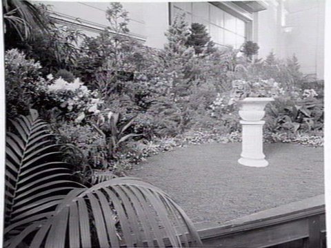 South Melbourne Town Hall interior, decorated with plants, c. 1952