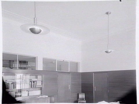 Interior light fittings in the Footscray Town Hall, 1936