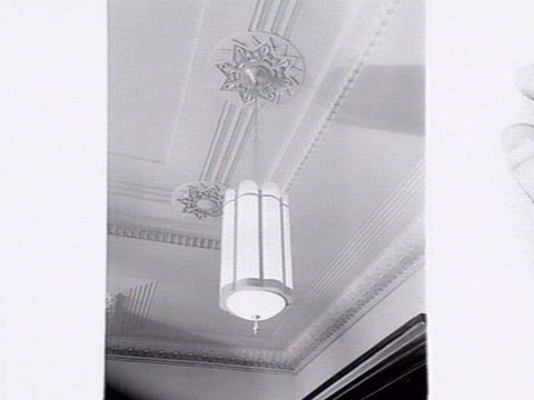 Interior light fittings in the Footscray Town Hall, 1936