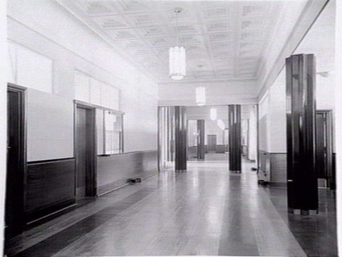 Interior light fittings in the Footscray Town Hall, 1936