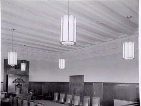 Interior light fittings in the Footscray Town Hall, 1936