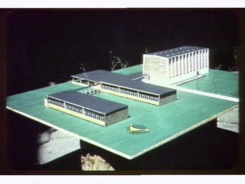 Model of proposed Catholic church & school. - West Essendon - Melb. Les Brock. (Smith, Tracey, Lyon & Brock.) 1953