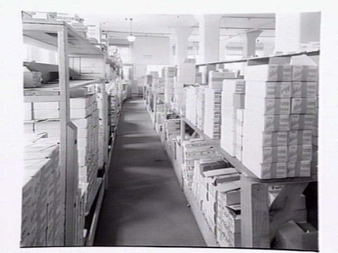 Cigarette packaging department at W.D. & H.O. Wills, 411-423 Swanston Street, Melbourne, 1948