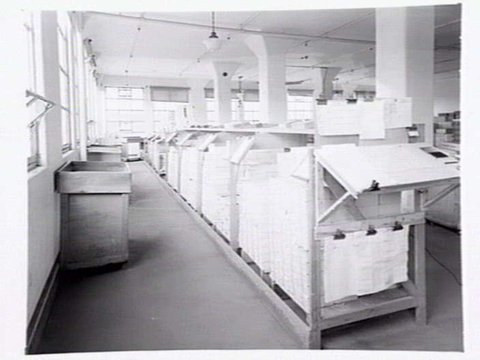 Cigarette packaging department at W.D. & H.O. Wills, 411-423 Swanston Street, Melbourne, 1948