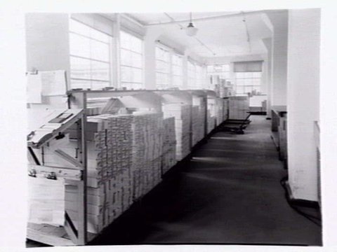 Cigarette packaging department at W.D. & H.O. Wills, 411-423 Swanston Street, Melbourne, 1948