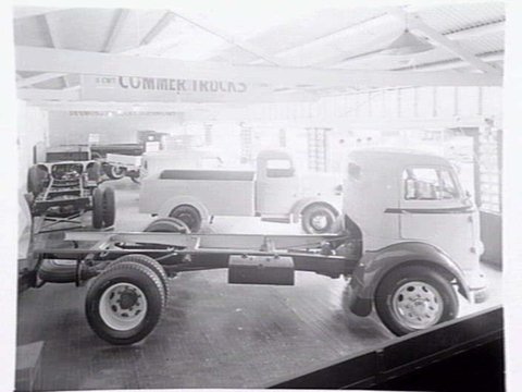 Motor car display by Neal's Motors, at the Royal Melbourne Show Grounds, 1949