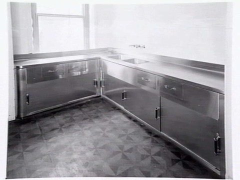 Installation of kitchen/cafeteria fittings by Gardner & Naylor, at the CTA (Commercial Travellers' Association),328 Flinders St., Melbourne, 1950