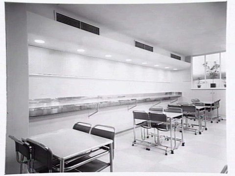 Installation of kitchen/cafeteria fittings by Gardner & Naylor, at the CTA (Commercial Travellers' Association),328 Flinders St., Melbourne, 1950