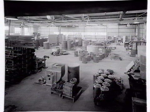 Gardner & Naylor, commercial kitchen product manufacturers of 192 Burwood Rd., Hawthorn, showing factory interior, 1953