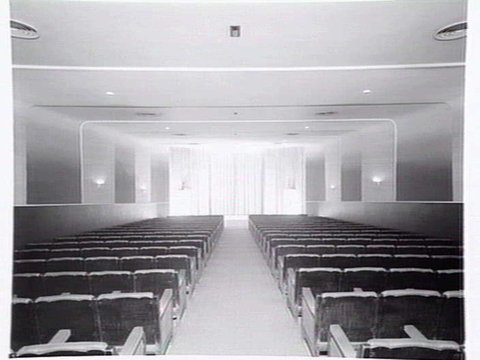 Interior, Australia Theatre and Tatler Newsreel Theatrette, Basement, Hotel Australia, Collins Street, Melbourne, c. 1954