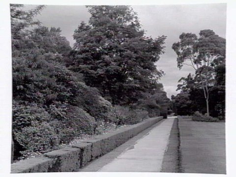 Gardens around Newman Chapel, Melbourne University, c. 1945