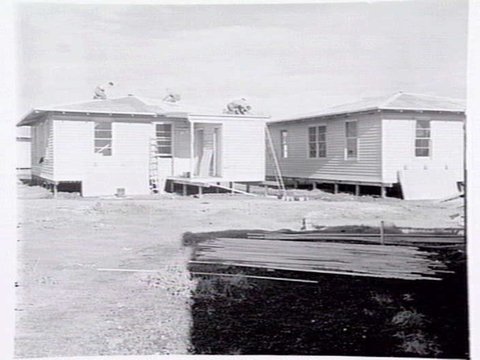 Housing Commission of Victoria prefabricated homes and construction yards by G.A. Winwood, builder of Camberwell, 1949