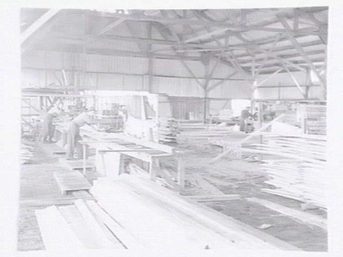 Housing Commission of Victoria prefabricated homes and construction yards by G.A. Winwood, builder of Camberwell, 1949