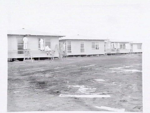 Housing Commission of Victoria prefabricated homes and construction yards by G.A. Winwood, builder of Camberwell, 1949