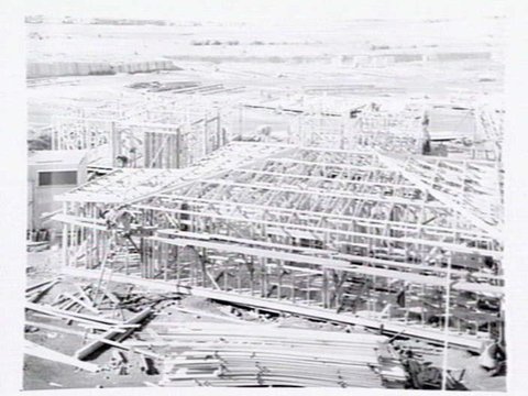 Housing Commission of Victoria prefabricated homes and construction yards by G.A. Winwood, builder of Camberwell, 1949