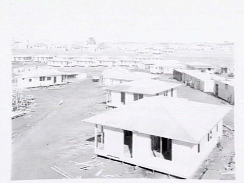 Housing Commission of Victoria prefabricated homes and construction yards by G.A. Winwood, builder of Camberwell, 1949