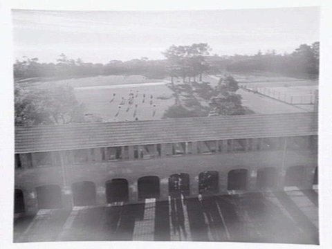 Toorak College, Mornington Rd., Mt. Eliza, showing buildings, grounds, facilities and students in class, 1949