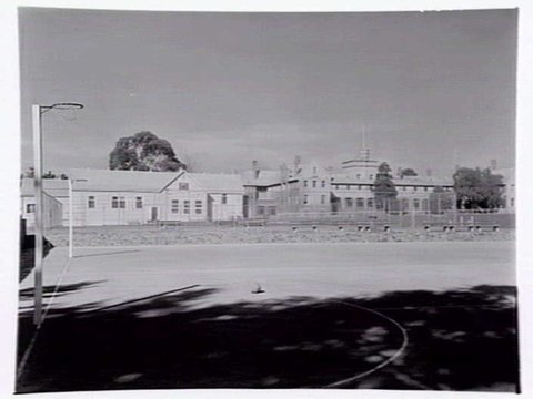 Toorak College, Mornington Rd., Mt. Eliza, showing buildings, grounds, facilities and students in class, 1949