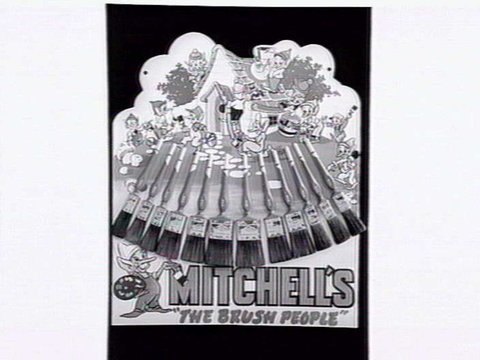 Thomas Mitchell & Son brushwear products, including broom heads, mops, straw brooms, paint brushes, feather dusters, scrubbing brushes and view of premises at 120-152 Victoria St., Brunswick, 1952