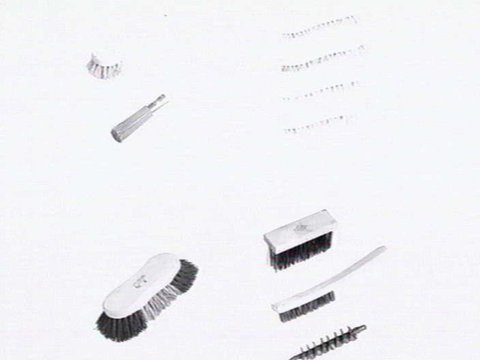 Thomas Mitchell & Son brushwear products, including broom heads, mops, straw brooms, paint brushes, feather dusters, scrubbing brushes and view of premises at 120-152 Victoria St., Brunswick, 1952