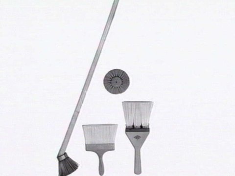 Thomas Mitchell & Son brushwear products, including broom heads, mops, straw brooms, paint brushes, feather dusters, scrubbing brushes and view of premises at 120-152 Victoria St., Brunswick, 1952