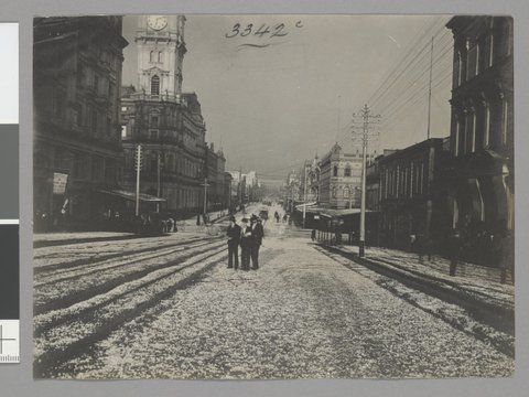 Bourke Street after hail storm, 1901