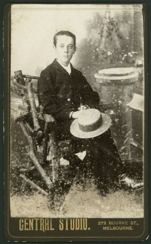 Studio portrait of unidentified young man by Central Studio, Melbourne, 1890s