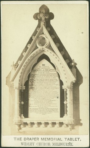 The Draper memorial tablet, Wesley Church, Melbourne, 1866–1900