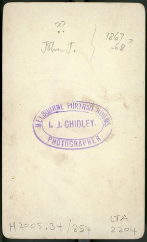 Studio portraits taken in Melbourne by I. J. Chidley, 1850–80