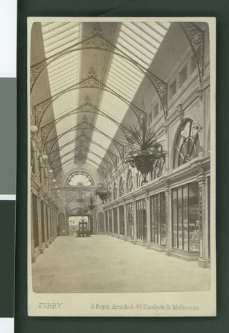 View of the Royal Arcade Melbourne, 1870