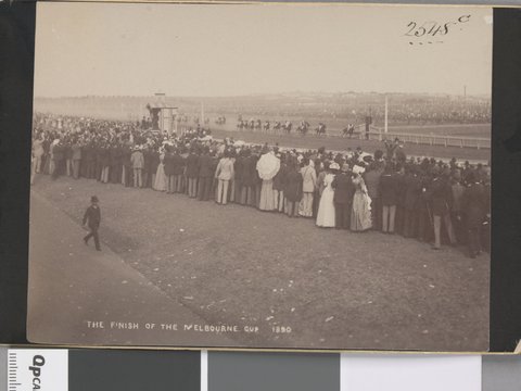 The finish of the Melbourne Cup, 1890