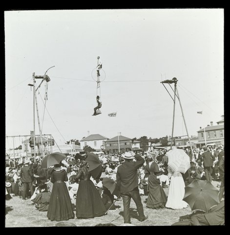 Trick cyclists on the high wire, Brighton Beach, 1906–14