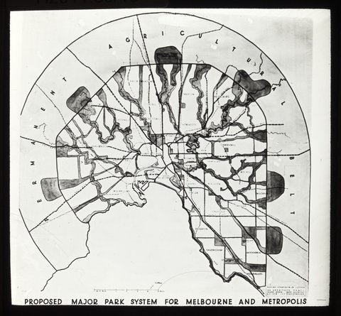 Proposed major park system for Melbourne and metropolis, [Vic.], 1920–30