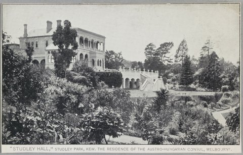 "Studley Hall," Studley Park, Kew. The residence of the Austro-Hungarian Consul, Melbourne, 1904?