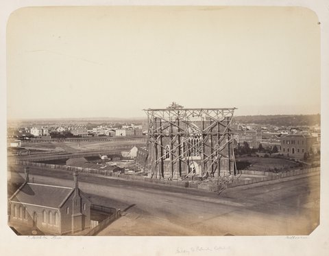 St. Patrick's Cathedral under construction. Melbourne, c. 1861
