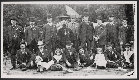 An early Greek community picnic - perhaps the first - at Beaumaris, 1908