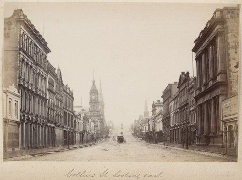 Collins St., looking east, [Melbourne, Vic.], 1880–81