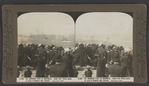 THE AMERICAN FLEET IN AUSTRALIA. Inside Port Phillip Heads, en route to Hobson's Bay, Victoria, c. 1908
