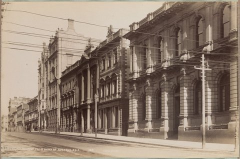 Collins St. Melbourne from [the] Bank of Australasia, 1892–1900