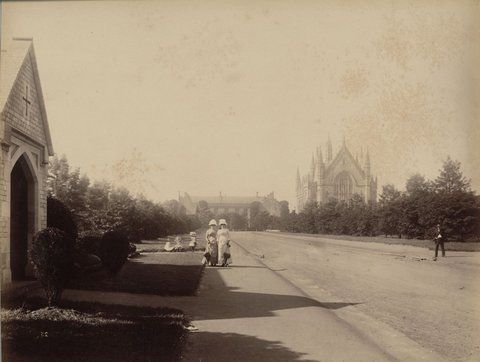 Wilson Hall, grounds and other buildings of Melbourne University, 1888?