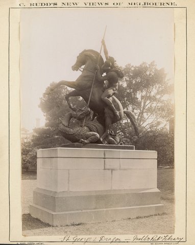St George & Dragon [by Sir Edgar Boehm] - Melb[ourne] Public Library, 1888–89