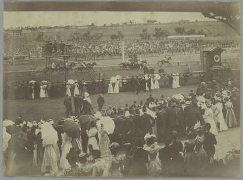 Horse-racing at Flemington, c. 1890