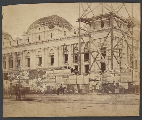 Melbourne Town Hall under construction, c. 1869