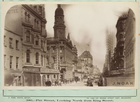 Pitt Street, looking north from King Street, 1889–91