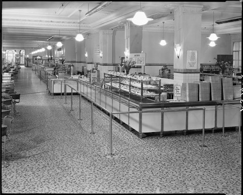 Coles cafeteria, 299-301 Bourke Street, Melbourne, looking south, c. 1953