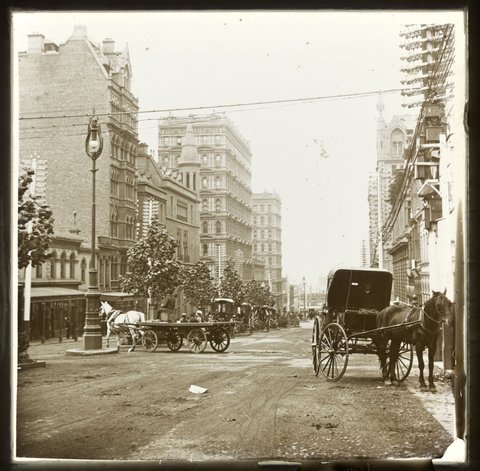 Queen Street, Melbourne, looking south from Little Collins Street, 1890–1910