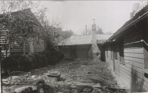 Interior courtyard of La Trobe's Cottage, Jolimont, c. 1937